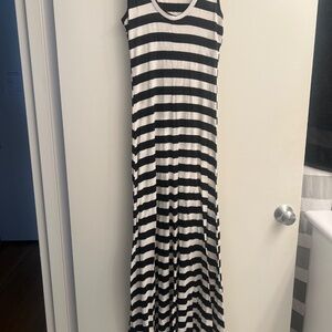Scoop NYC Black and White Striped Maxi Dress